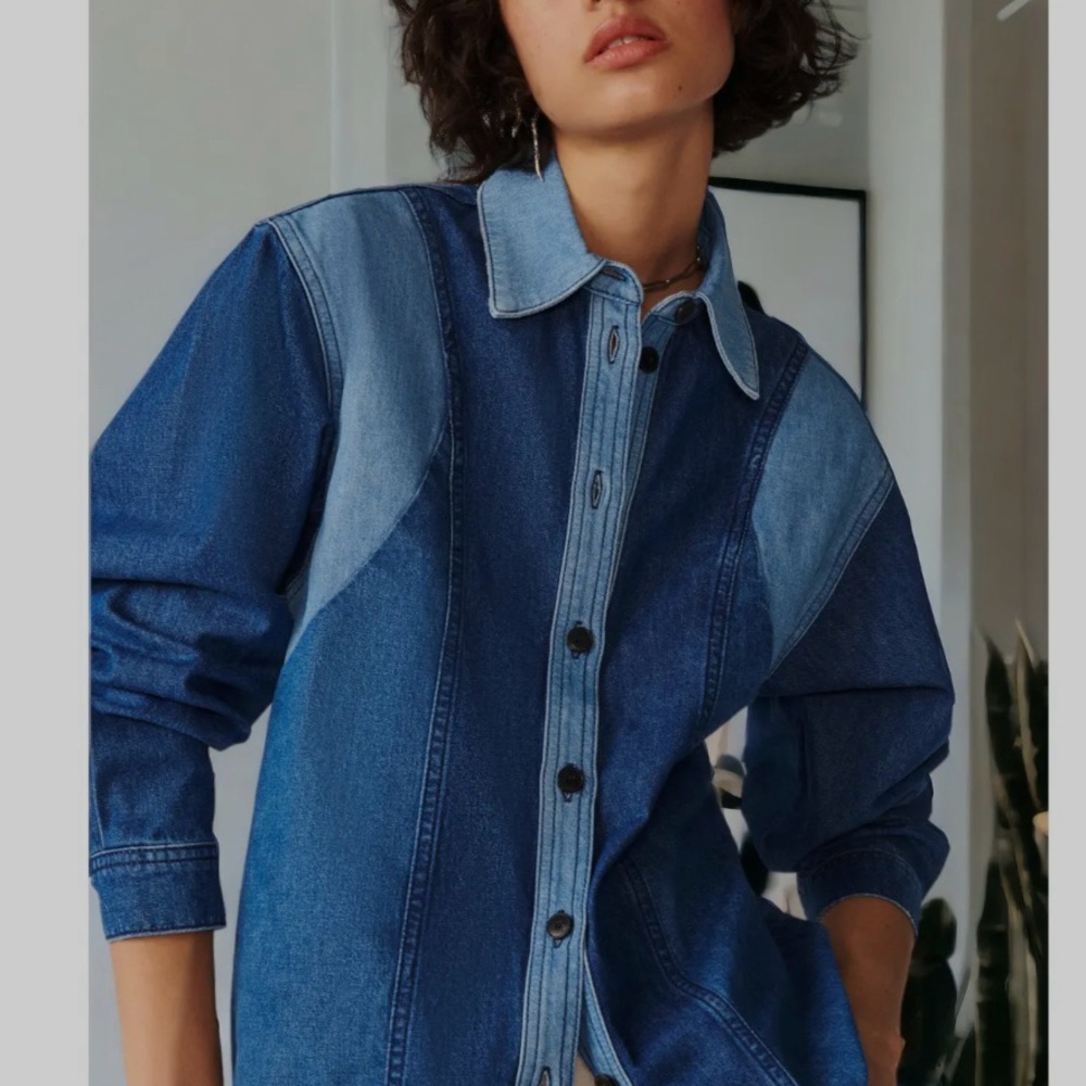 NWOT Ba&sh Ianis chemise denim button down shirt (Sz L)